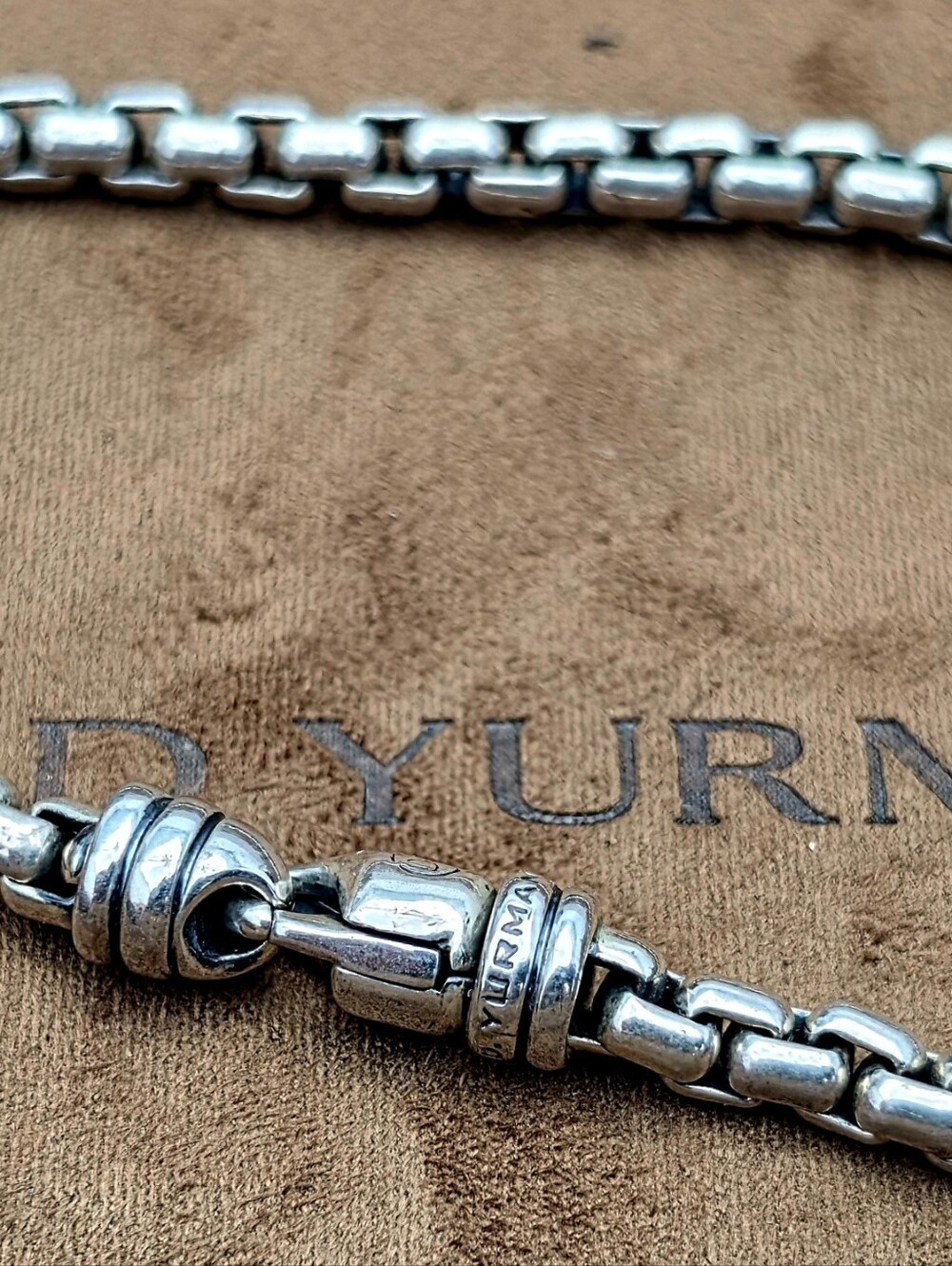 David Yurmab Sterling Silver Box Link 5mm, 8.5" Bracelet with Lobster Clasp - Picture 3 of 12